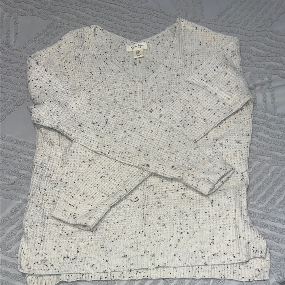 Jessica Simpson White V-Neck Sweater